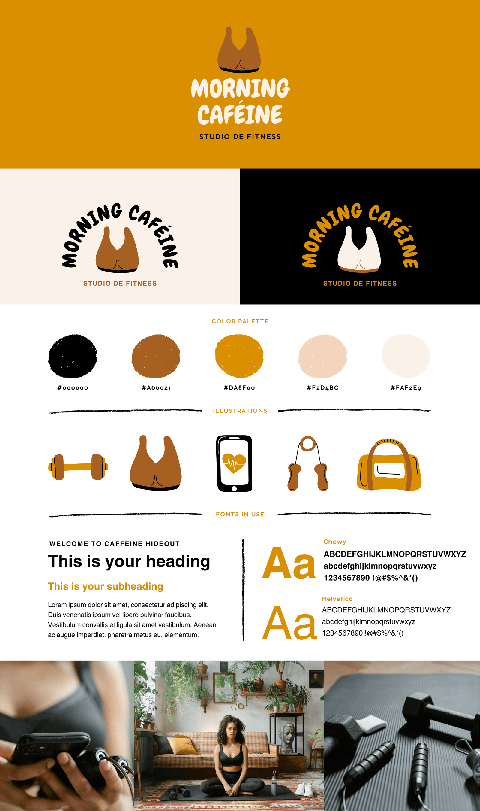 Brand kit du modèle Séréna – couleurs, typographies et univers visuel pour coachs sport, yoga et bien-être