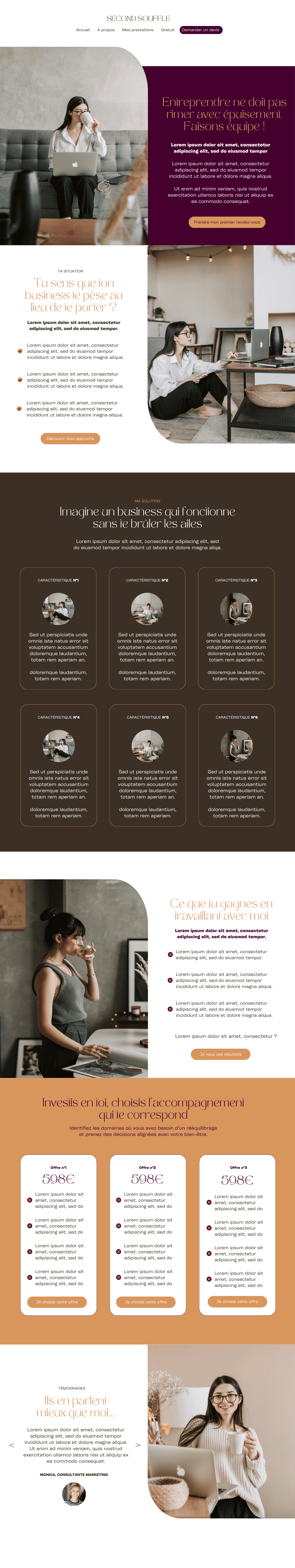 Page Coaching du modèle de site Michelle pour coachs bien-être et thérapeutes