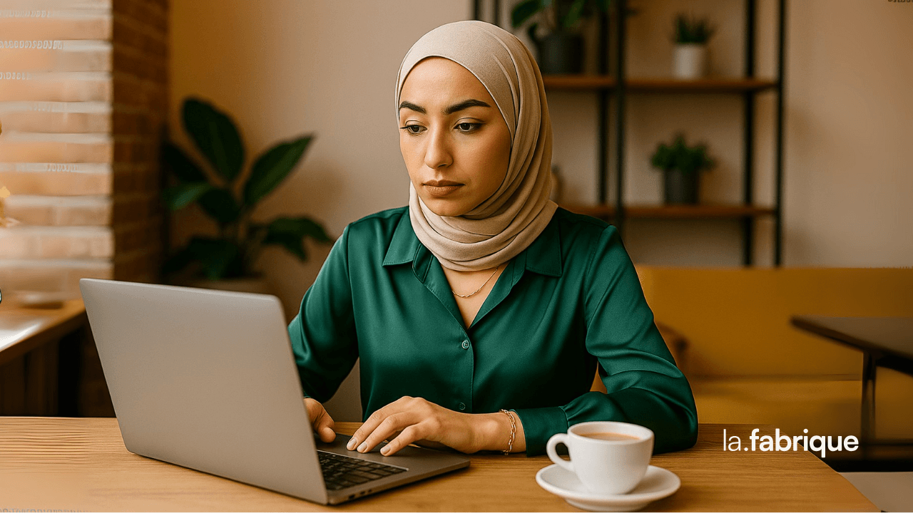 Femme entrepreneure devant son ordinateur – guide pratique pour choisir son nom de domaine.